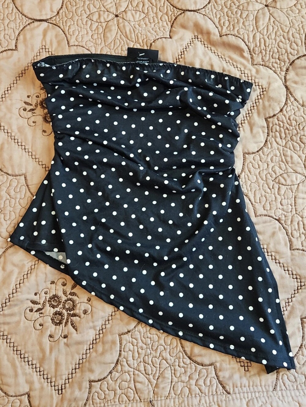 black polka dot tube top